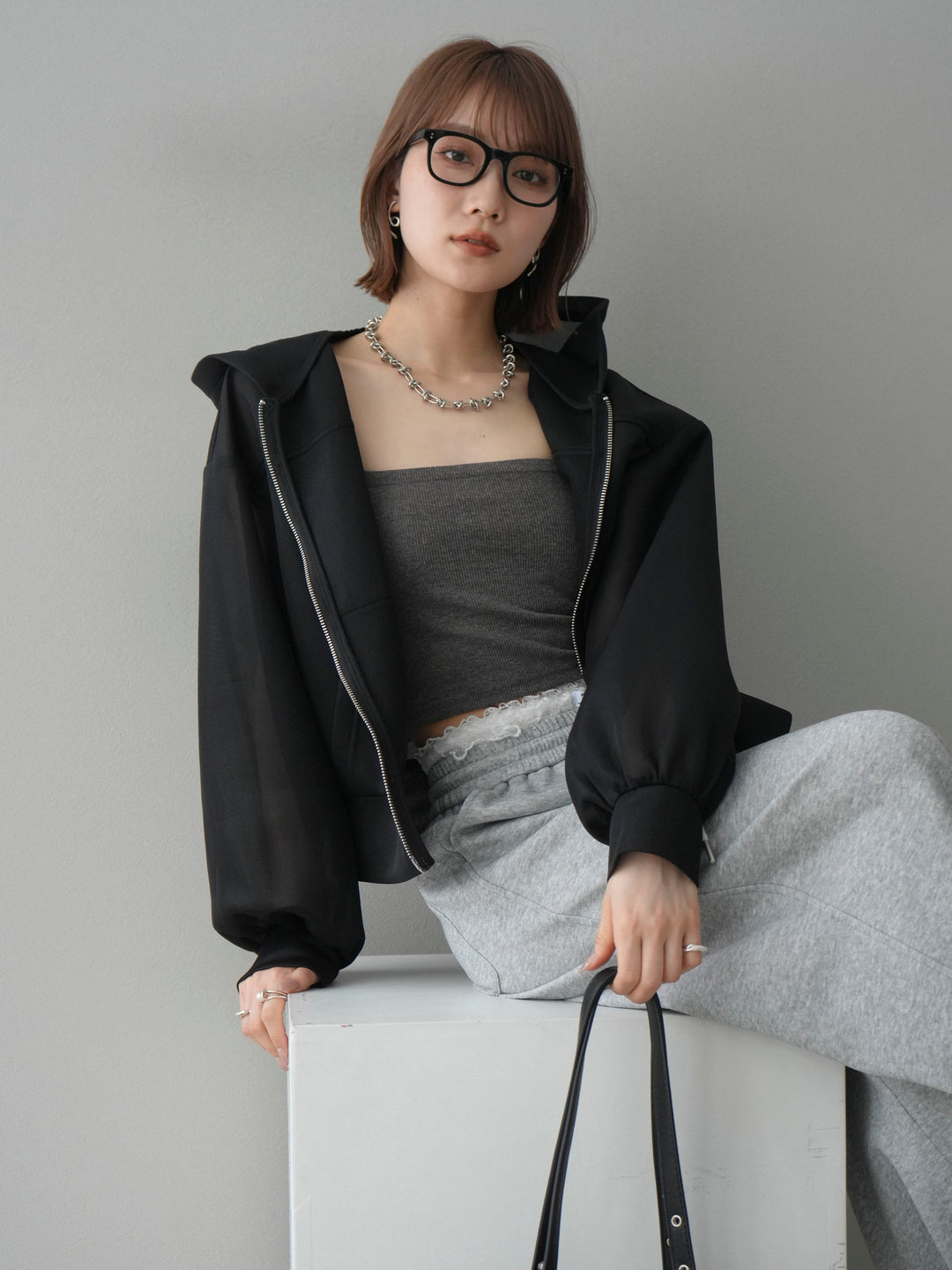 [予約]カップ付テレコリブベアキャミソール/モカ