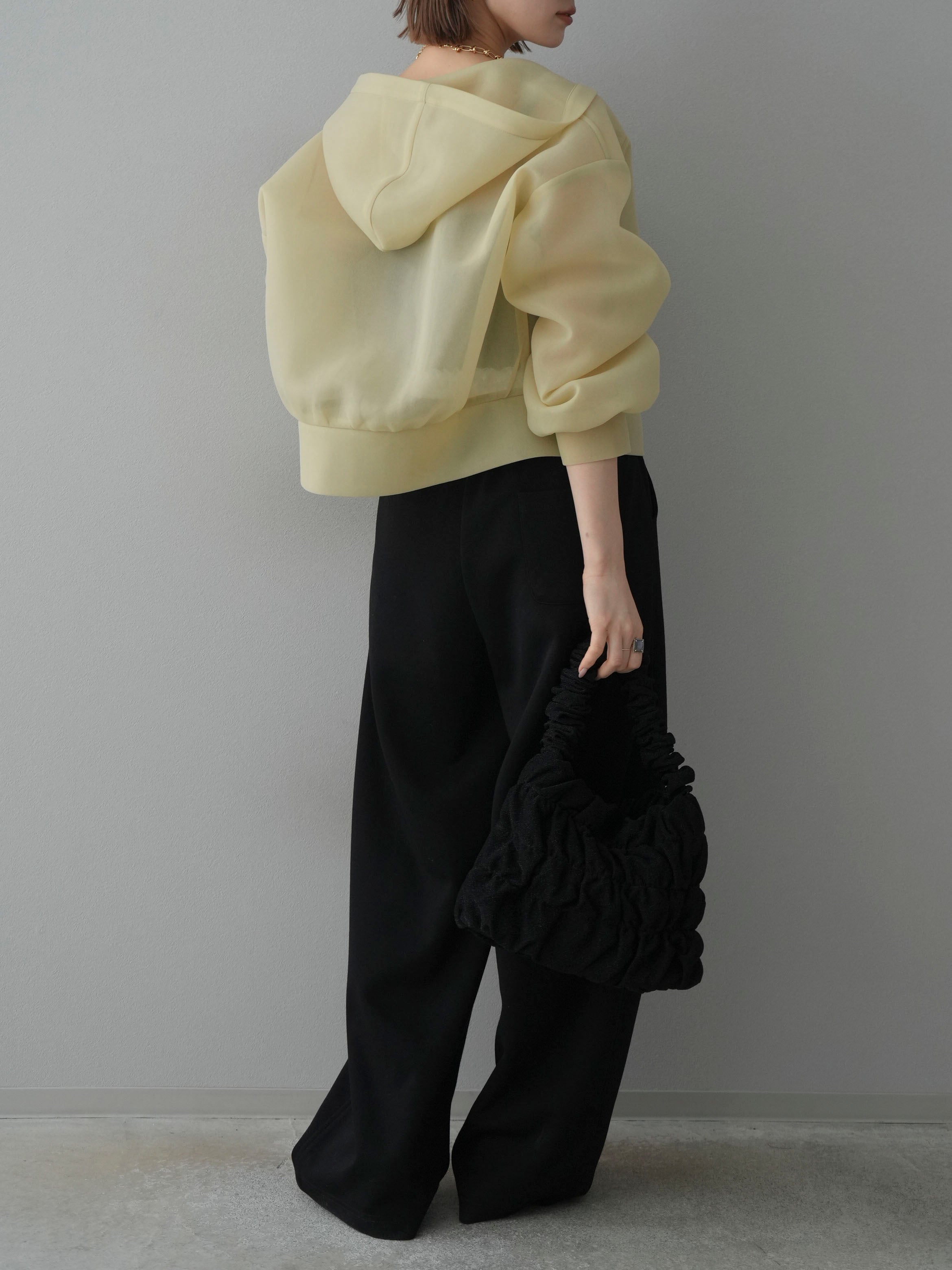 lumier シアーダンボールフーディー+レースレイヤードスウェットパンツSET SET]シアーダンボールフーディー+カップ付テレコリブベア