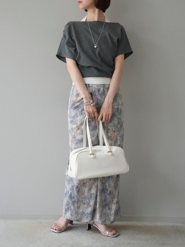 [予約]水彩アートタックIラインスカート/ラベンダー