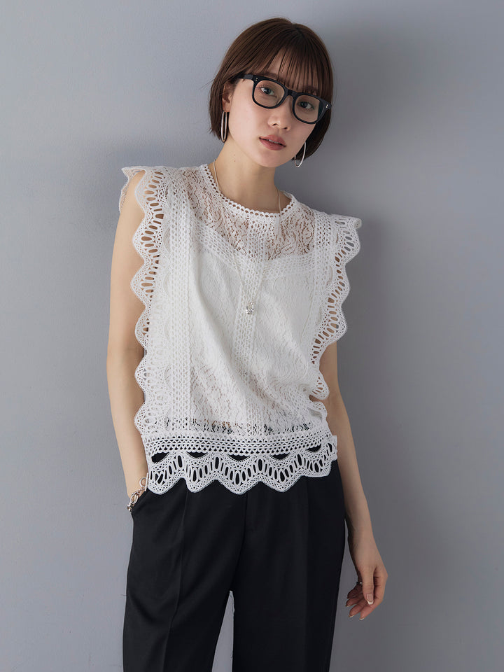 [Pre-order] Lace French Sleeve Blouse/White