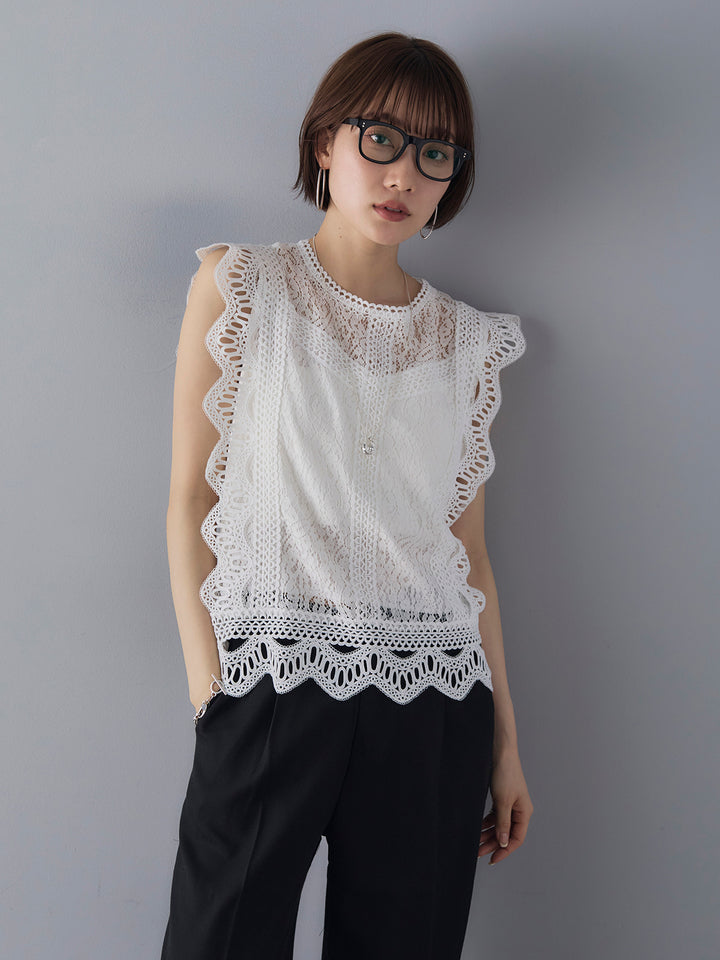 [Pre-order] Lace French Sleeve Blouse/White