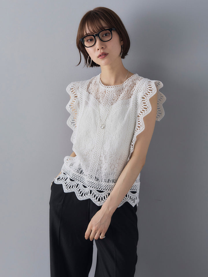 [Pre-order] Lace French Sleeve Blouse/White