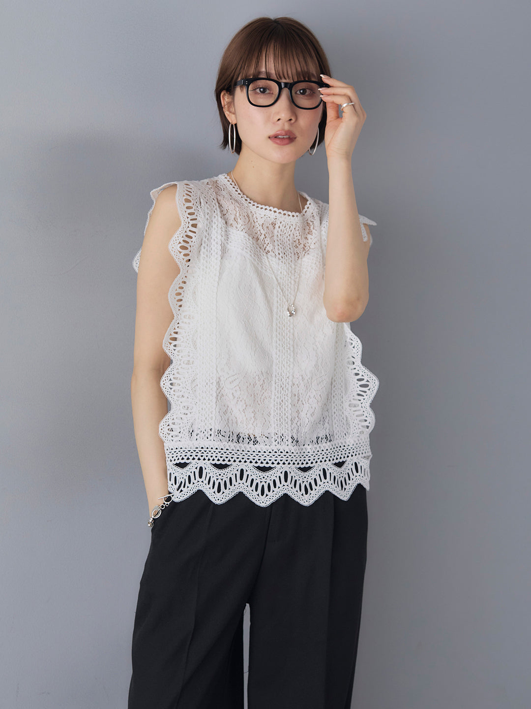 [Pre-order] Lace French Sleeve Blouse/White