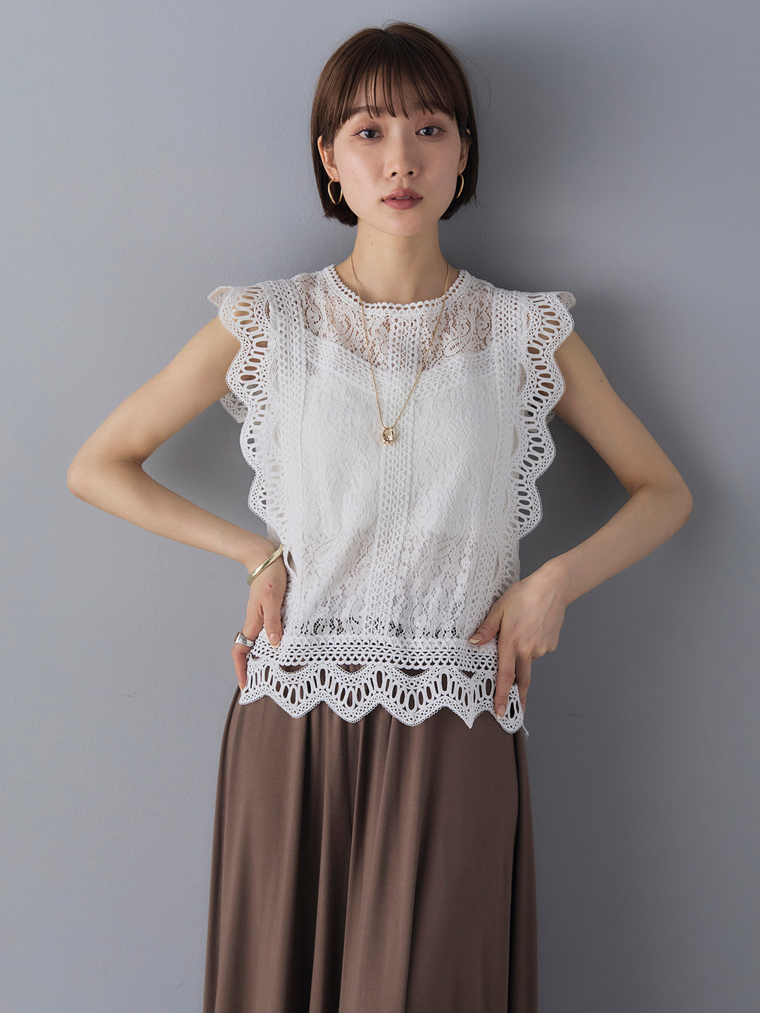 [Pre-order] Lace French Sleeve Blouse/White