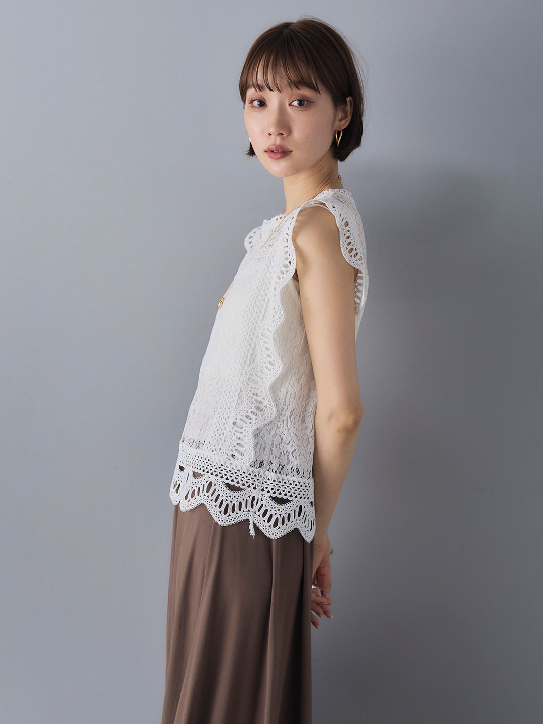 [Pre-order] Lace French Sleeve Blouse/White