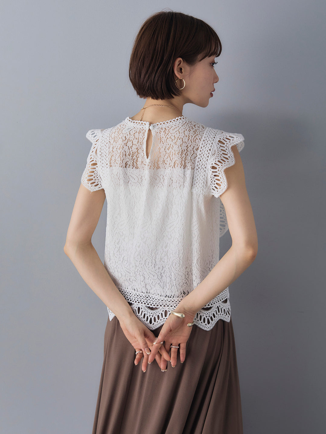 [Pre-order] Lace French Sleeve Blouse/White