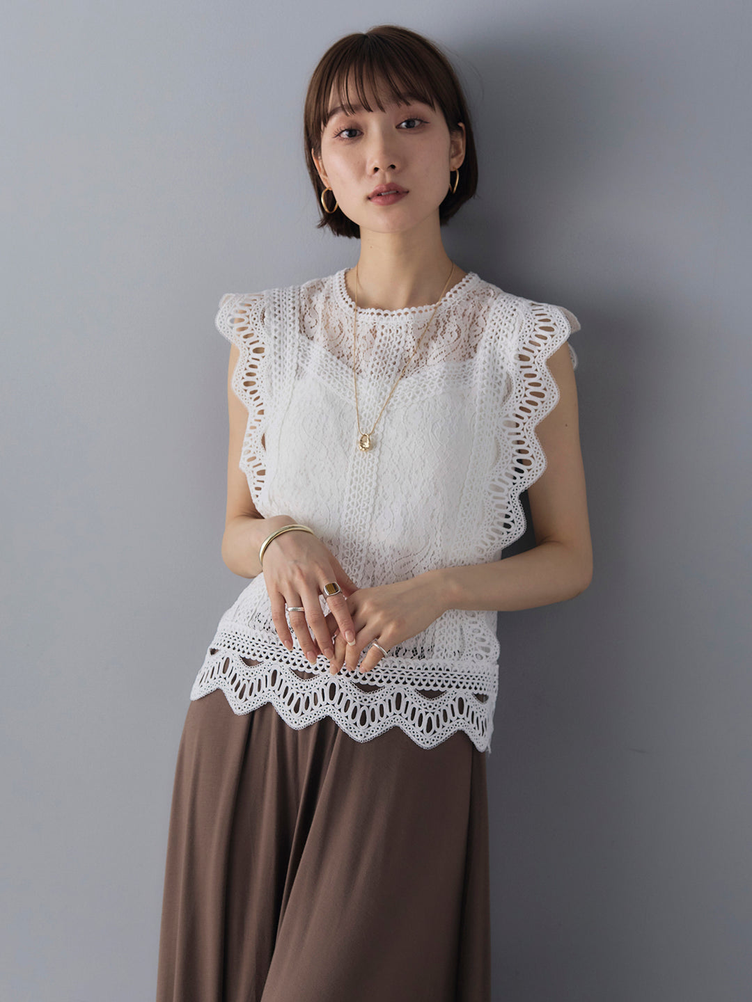 [Pre-order] Lace French Sleeve Blouse/White