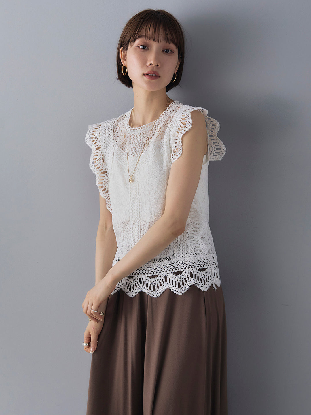 [Pre-order] Lace French Sleeve Blouse/White