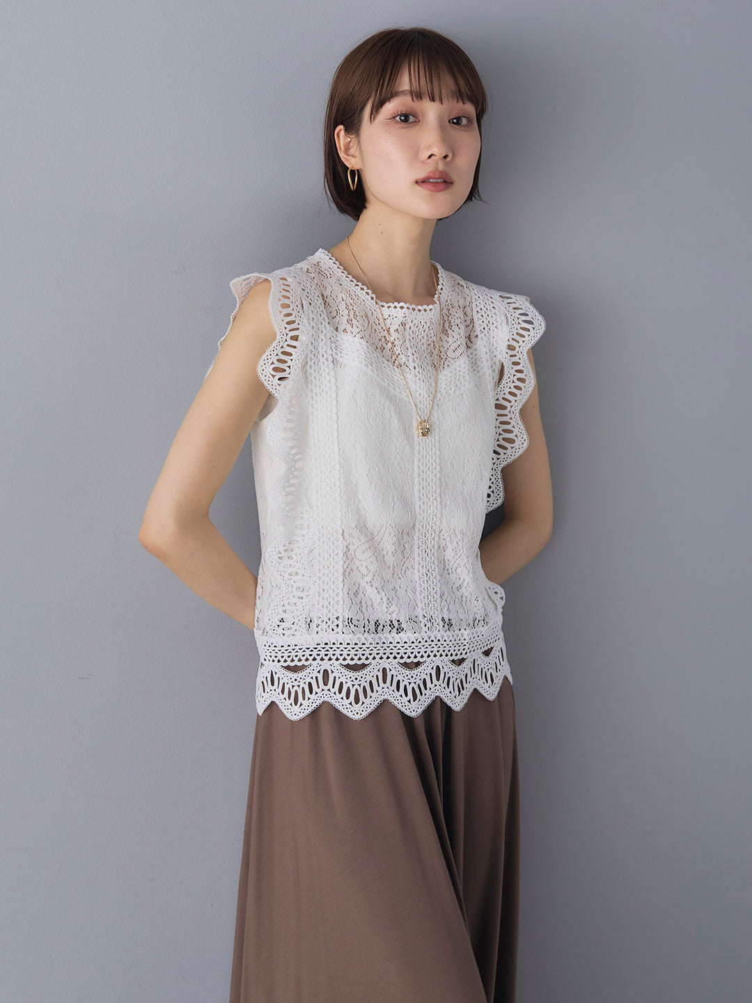 [Pre-order] Lace French Sleeve Blouse/White