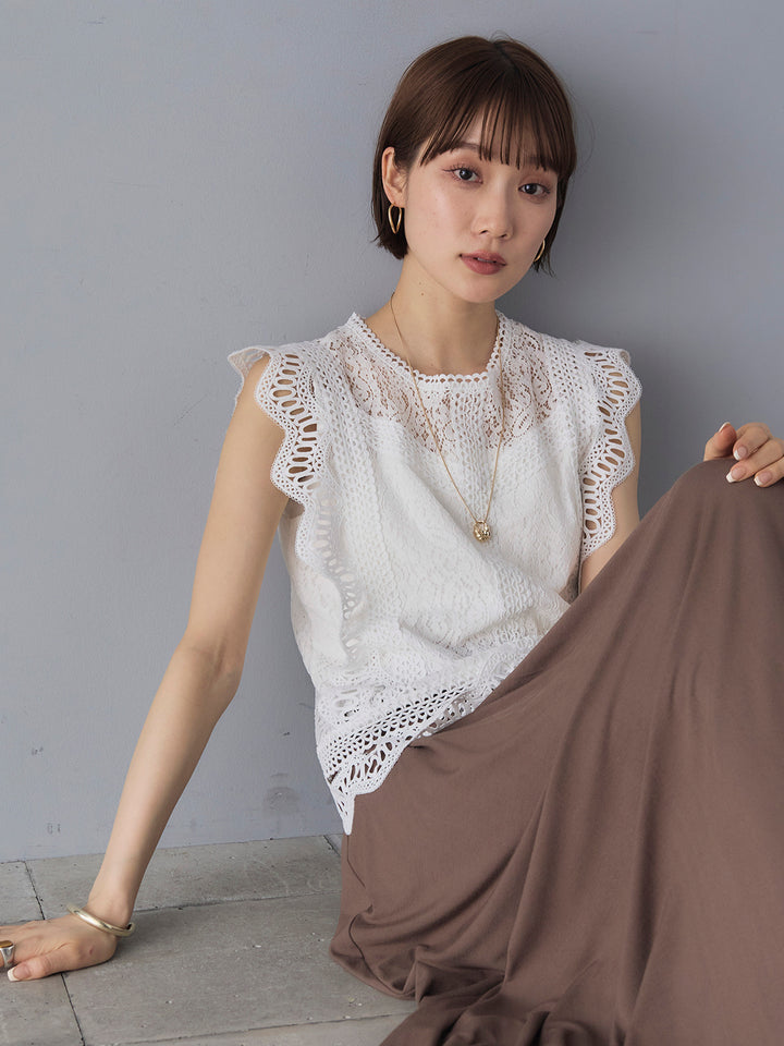 [Pre-order] Lace French Sleeve Blouse/White