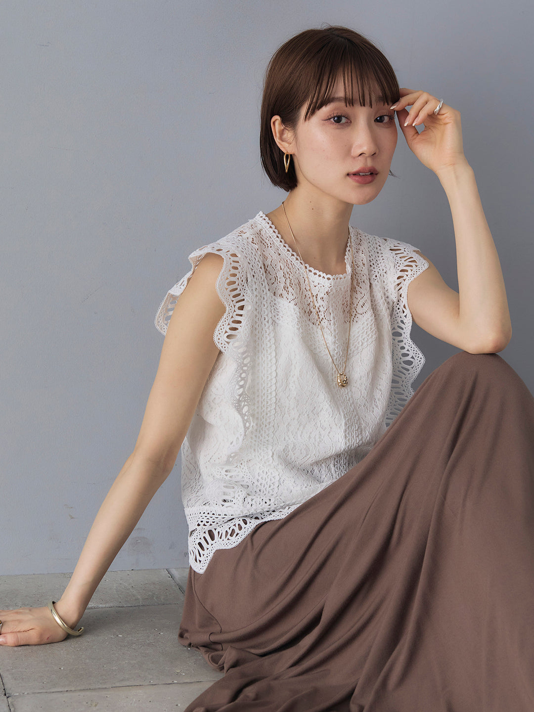 [Pre-order] Lace French Sleeve Blouse/White