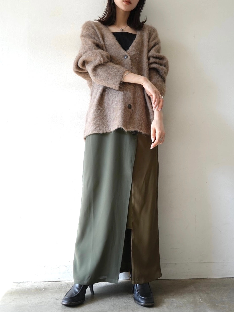 [Pre-order] Wrap design layered skirt/khaki