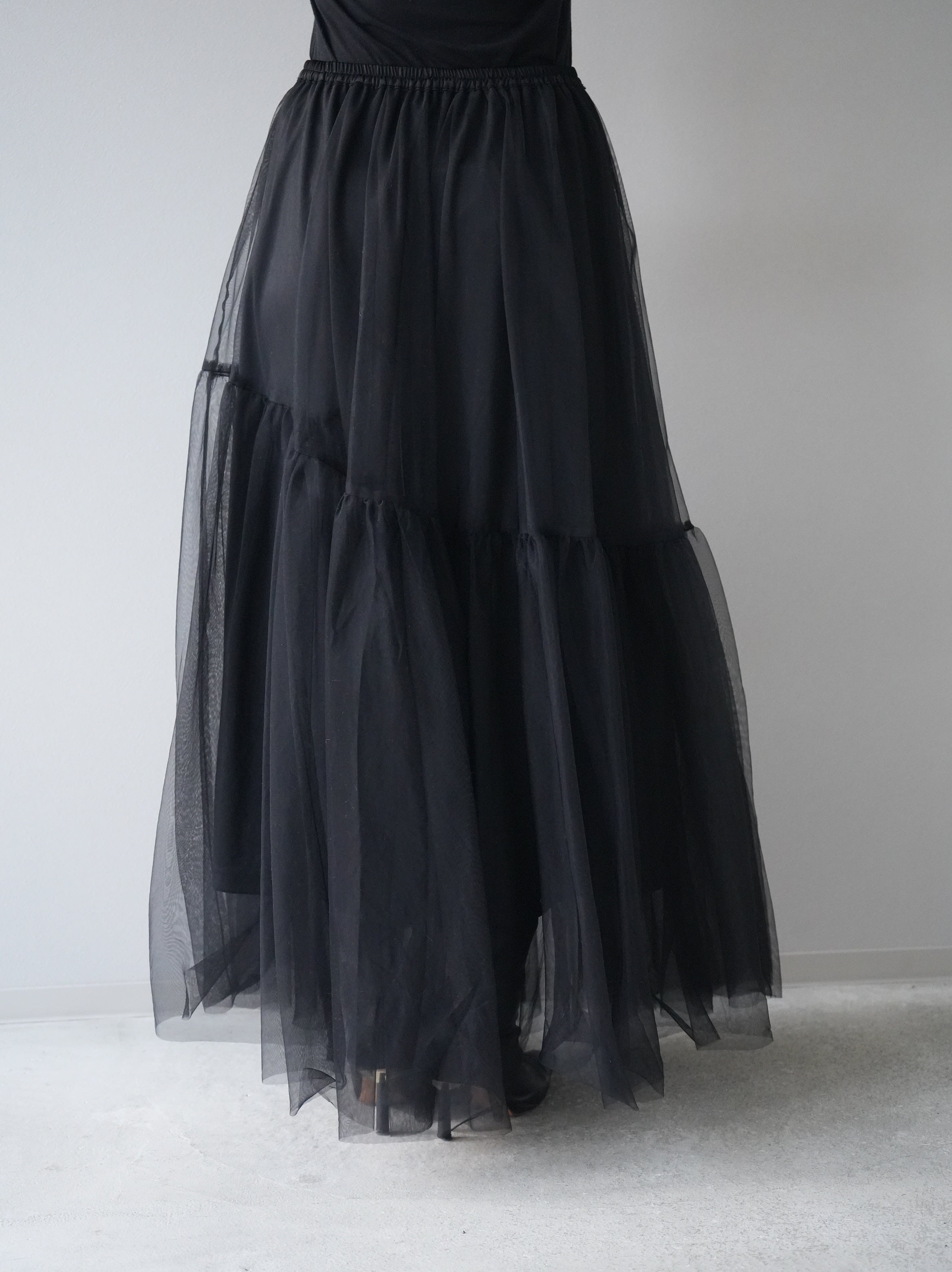 予約]チュールティアードスカート/ブラック – Lumier