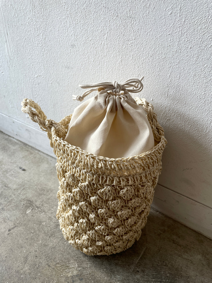 [Pre-order] Straw bucket bag/beige