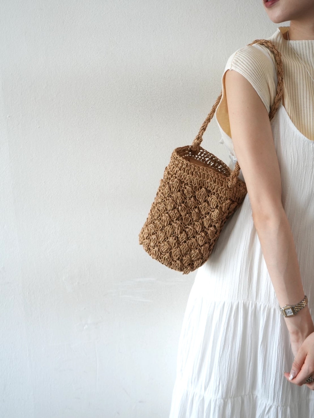 [Pre-order] Straw Bucket Bag/Brown