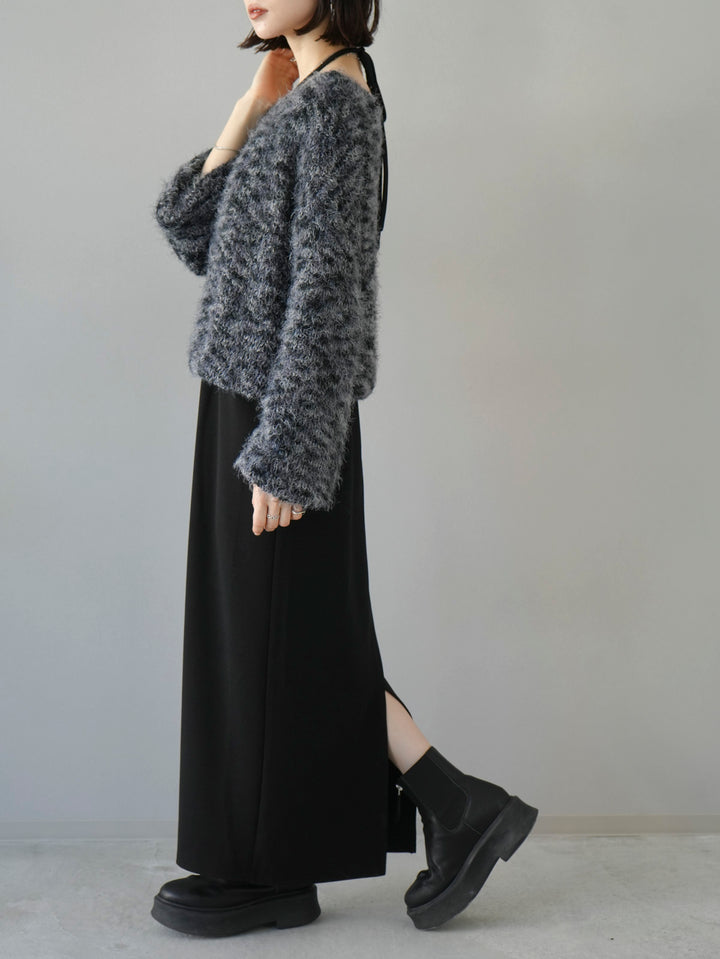 [Pre-order] Mixed yarn melange shaggy knit pullover/black