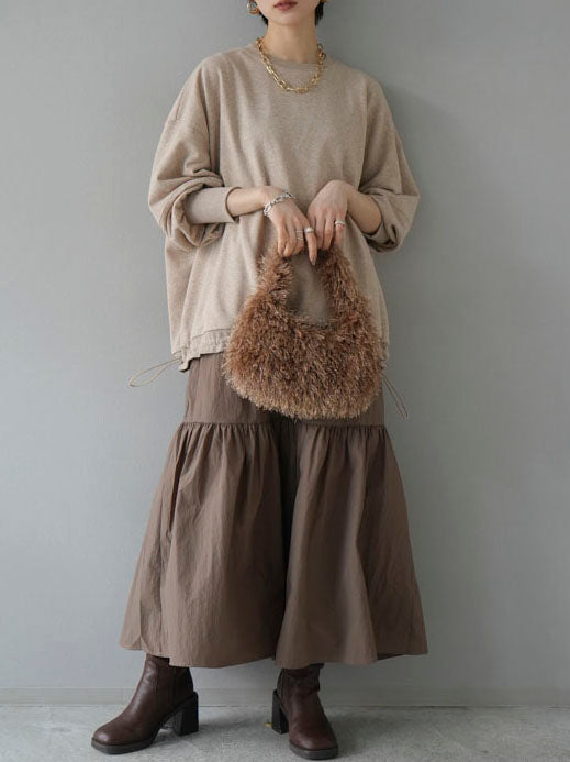 [Pre-order] One-handle fringe fur mini bag/beige