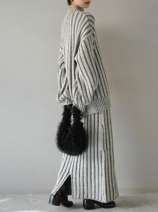 [Pre-order] One-handle fringe fur mini bag/charcoal