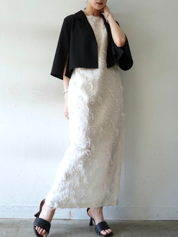 [Pre-order] Sheer Jacquard I-line Dress/Ivory