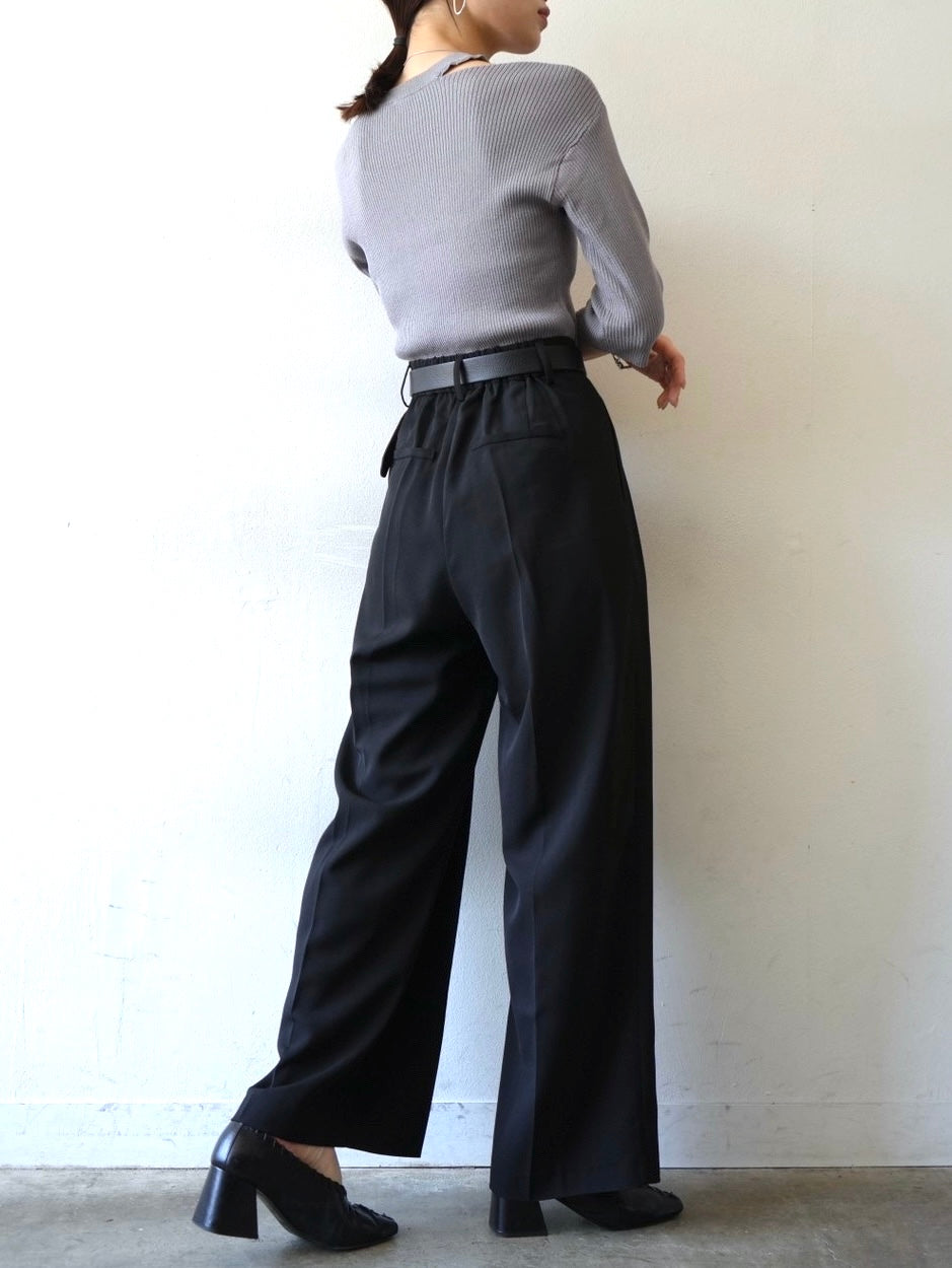 [Pre-order] Double-pleated wide pants/black