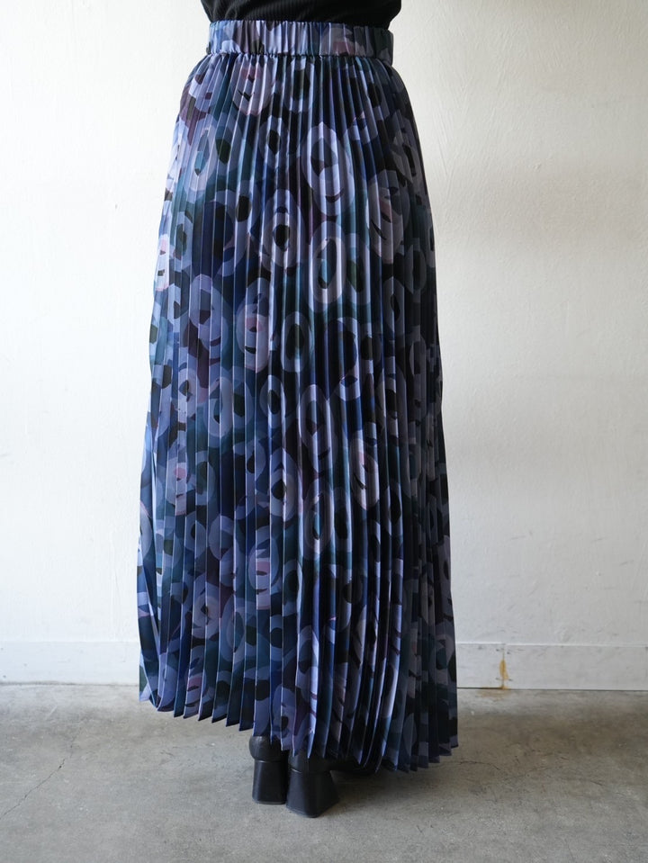 [Pre-order] Retro Print Pleated Skirt/Navy
