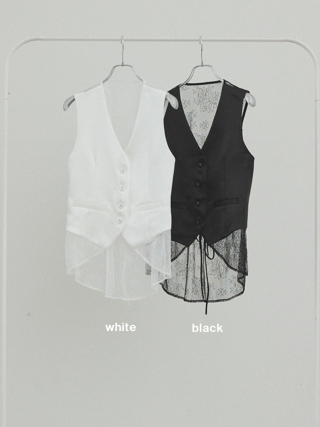 [SET]サテン×レース切替ベスト+チェック柄ワイドパンツ(2set)