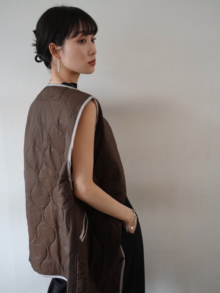 [Pre-order] Liner quilted over vest/brown