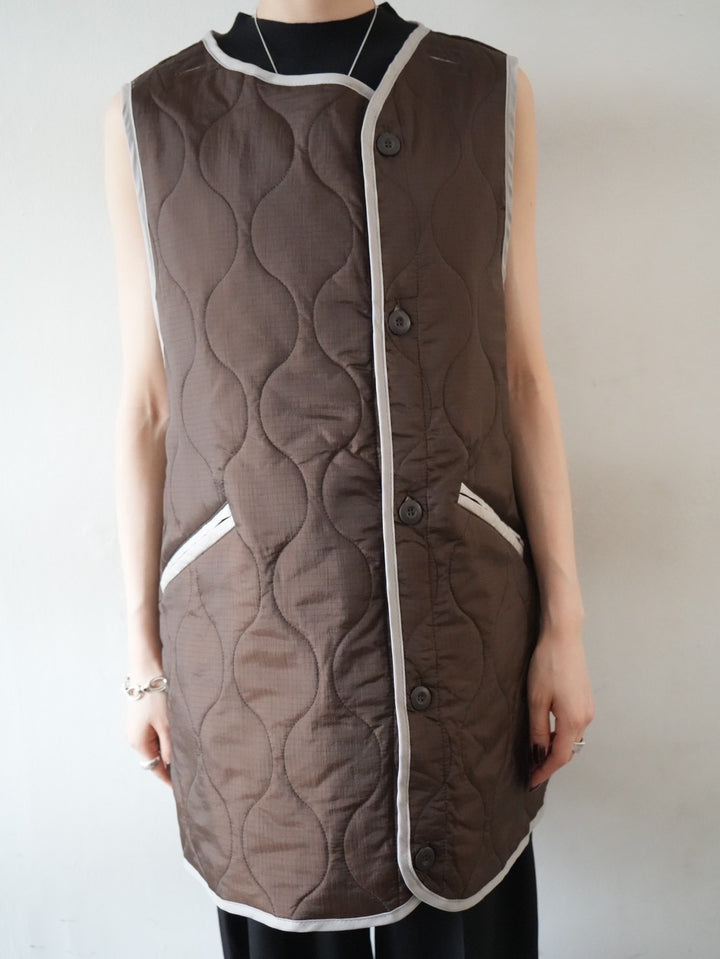 [Pre-order] Liner quilted over vest/brown