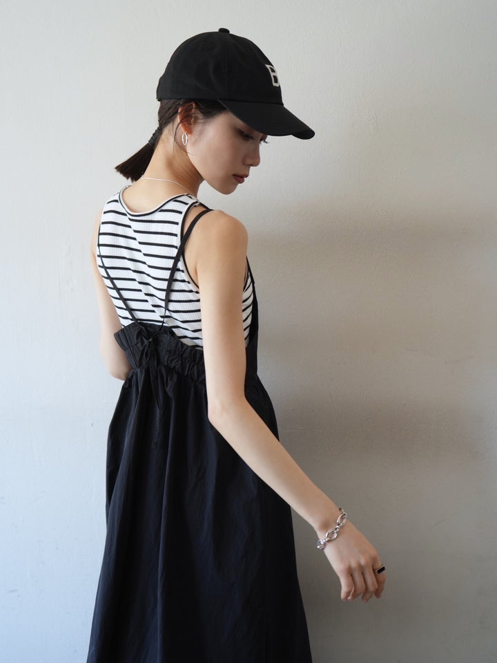 Nylon lace-up camisole dress/black