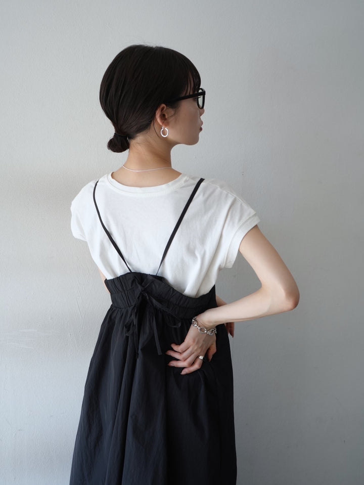 Nylon lace-up camisole dress/black