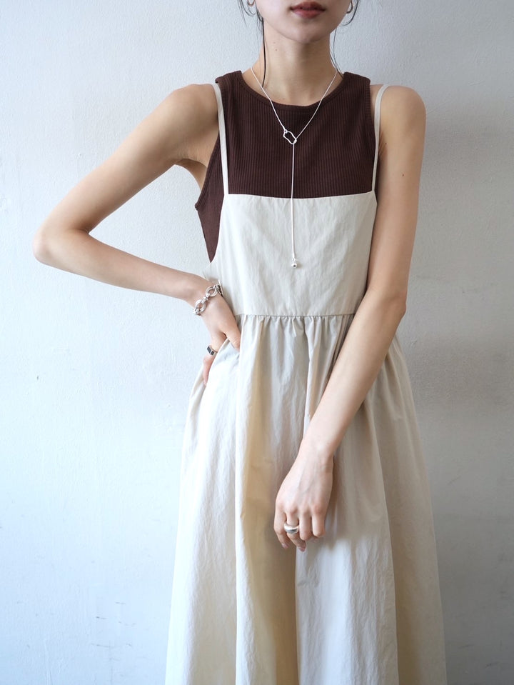 [Pre-order] Nylon lace-up camisole dress/ecru
