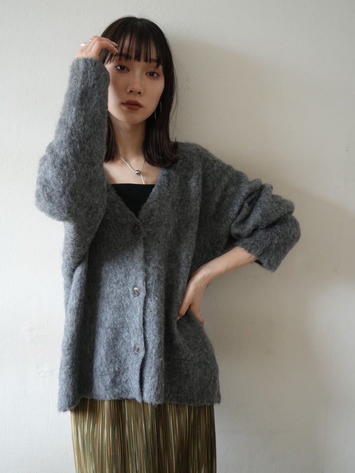 【預訂】馬海毛針織開襟衫/炭灰色