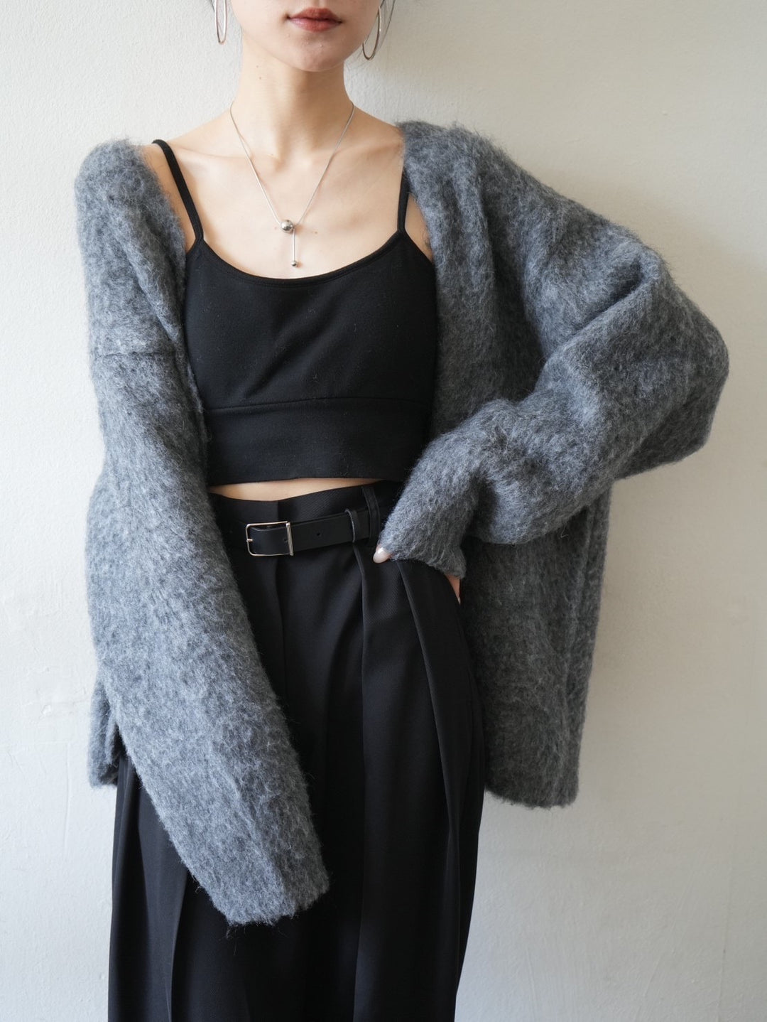 [Pre-order] Mohair knit cardigan/charcoal