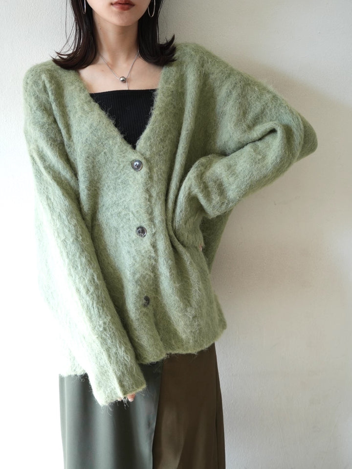 【預訂】馬海毛針織開襟衫/綠色