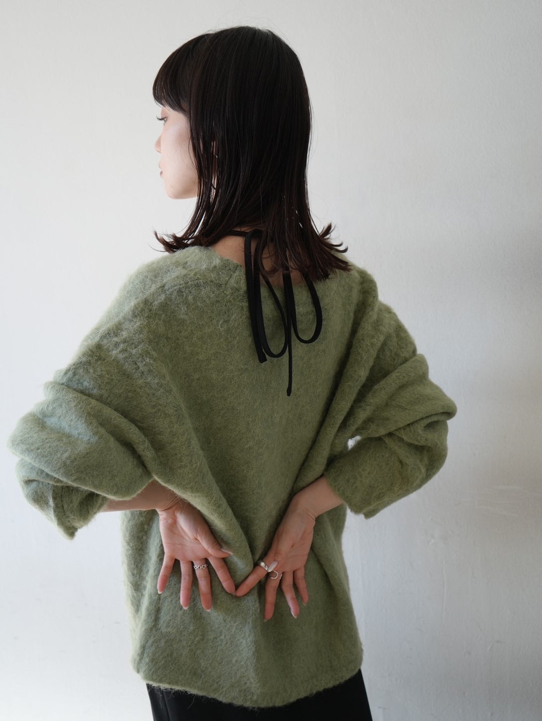 【預訂】馬海毛針織開襟衫/綠色