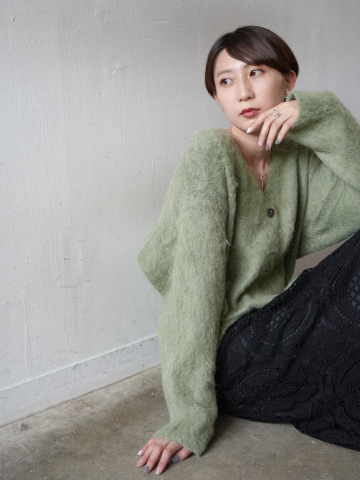 [Pre-order] Mohair knit cardigan/Green