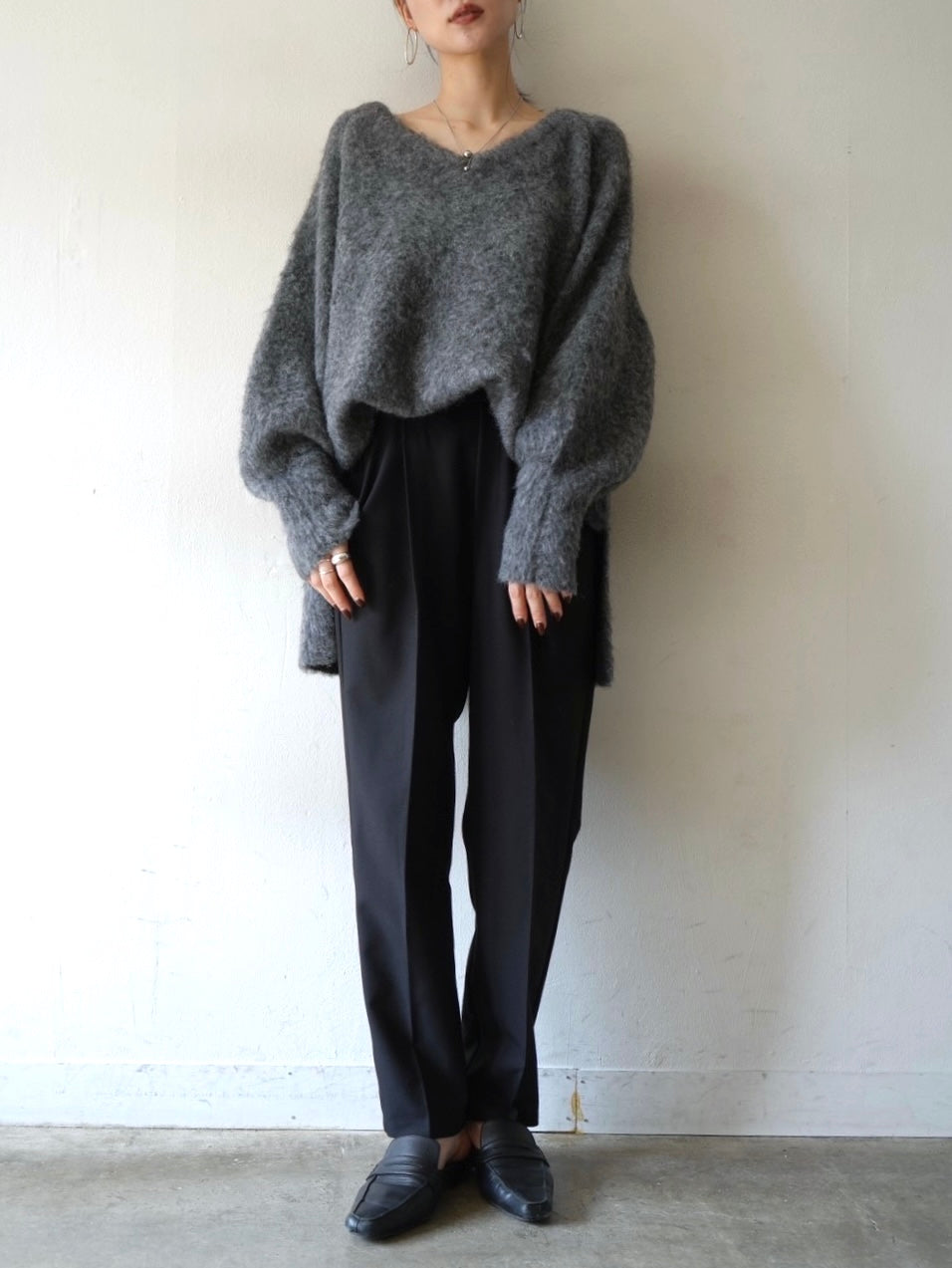[Pre-order] Over Mohair Knit Pullover/Charcoal