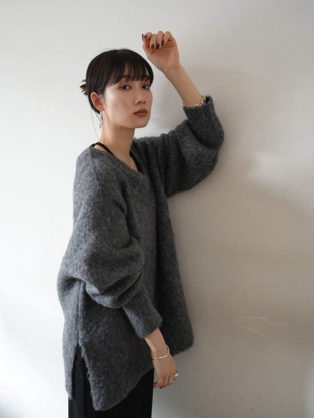 【預訂】馬海毛針織套頭衫/炭灰色