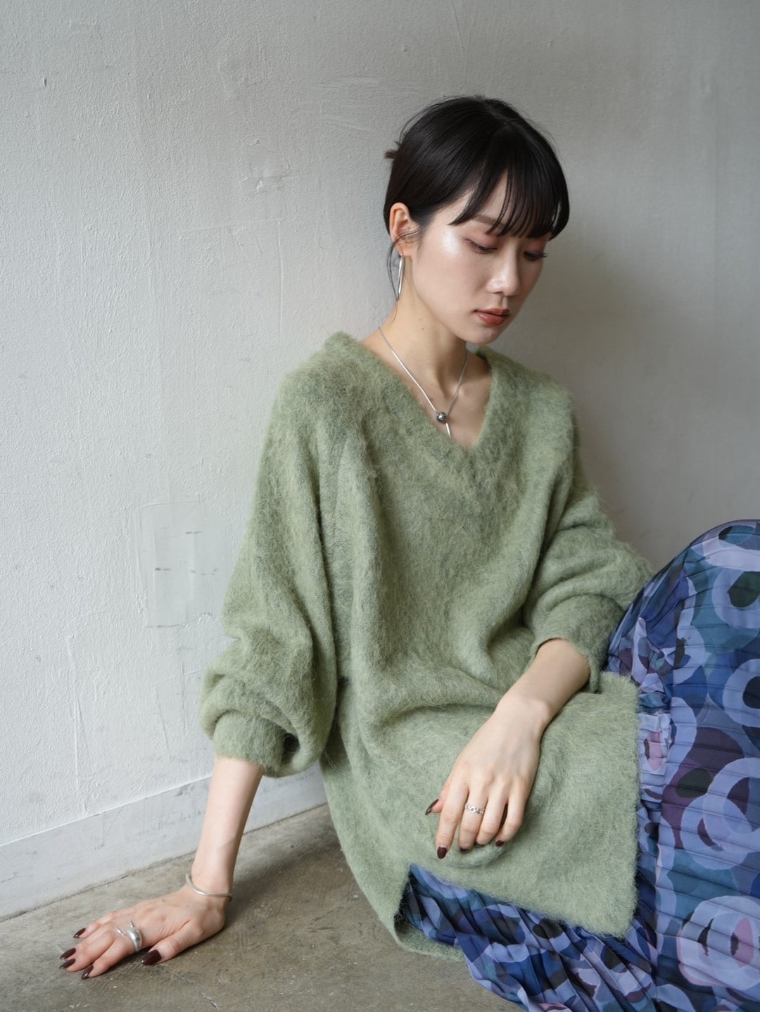 [Pre-order] Over Mohair Knit Pullover/Green