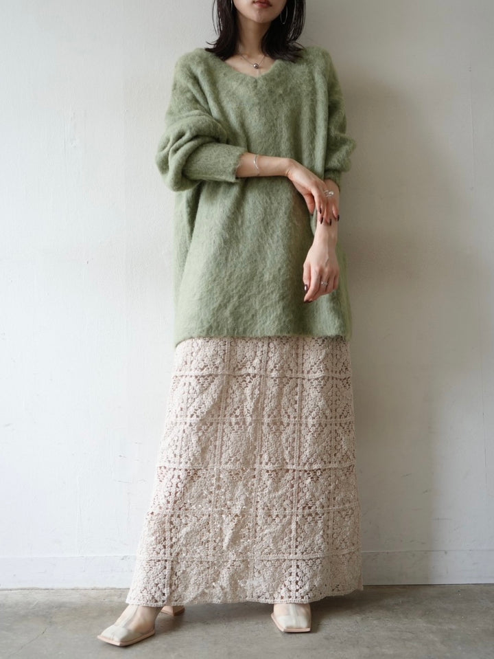 [Pre-order] Over Mohair Knit Pullover/Green
