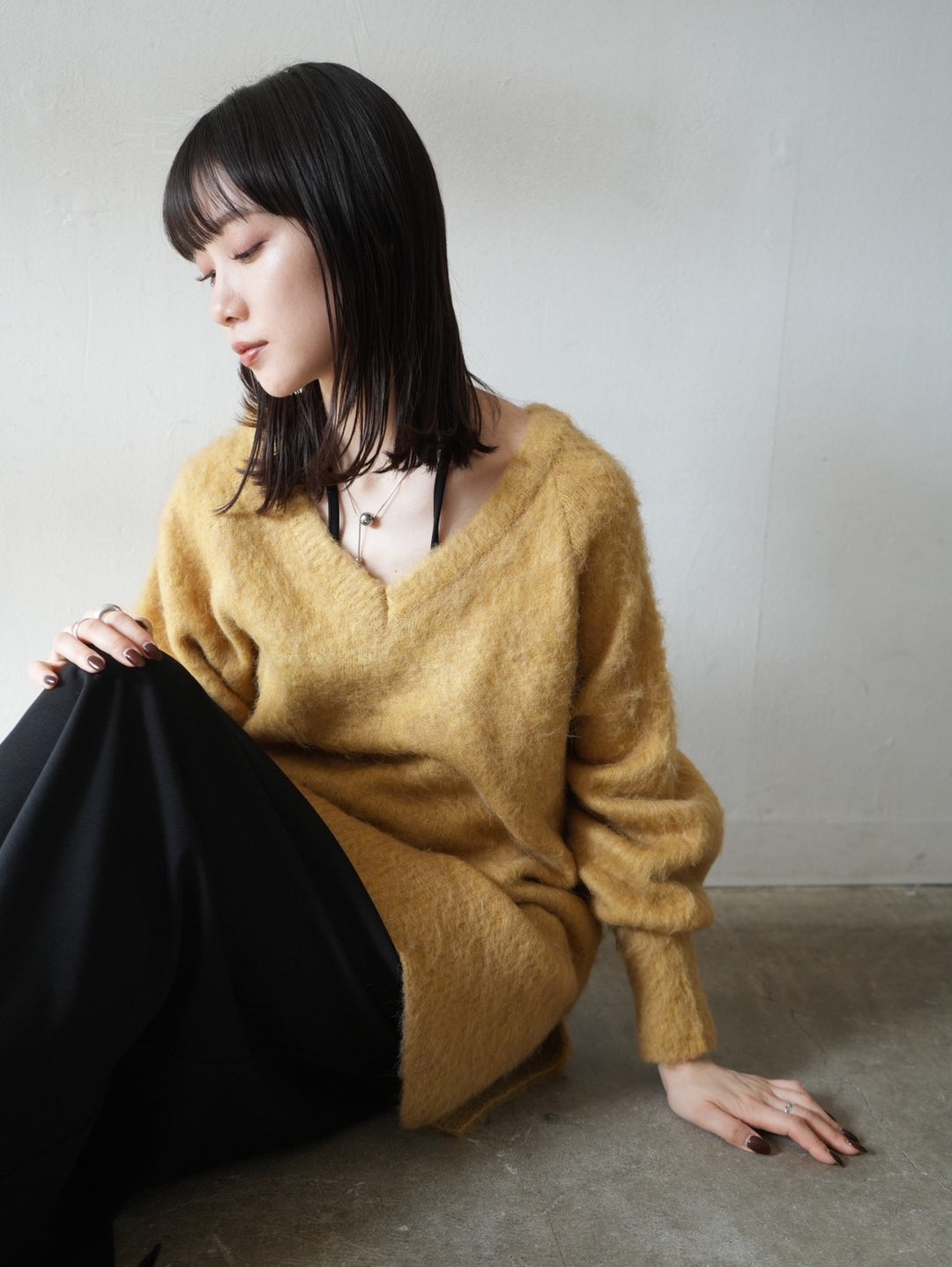 【預訂】馬海毛針織套頭衫/黃色
