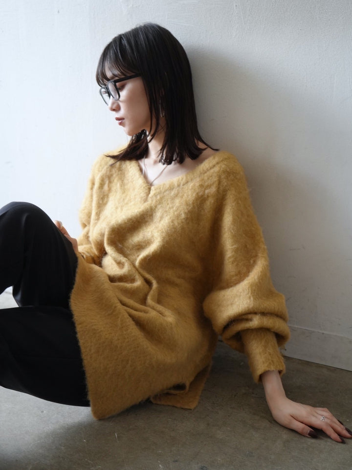 【預訂】馬海毛針織套頭衫/黃色