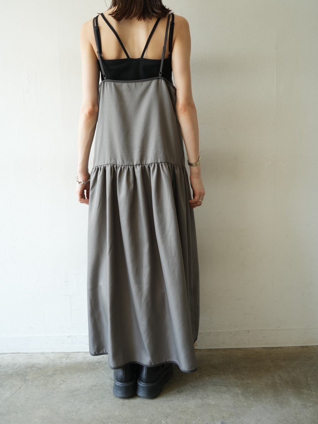 [Pre-order] Bicolor Tiered Cami Dress/Gray