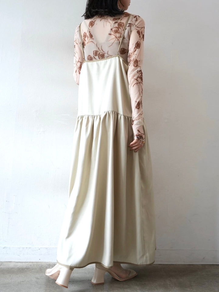 [Pre-order] Bicolor Tiered Cami Dress/Light Beige