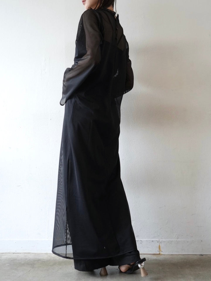 [Pre-order] Mesh flare sleeve dress/black