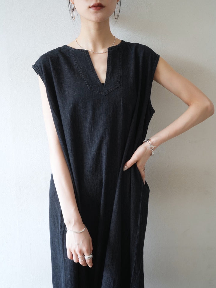 [Pre-order] Denim ensemble dress/black