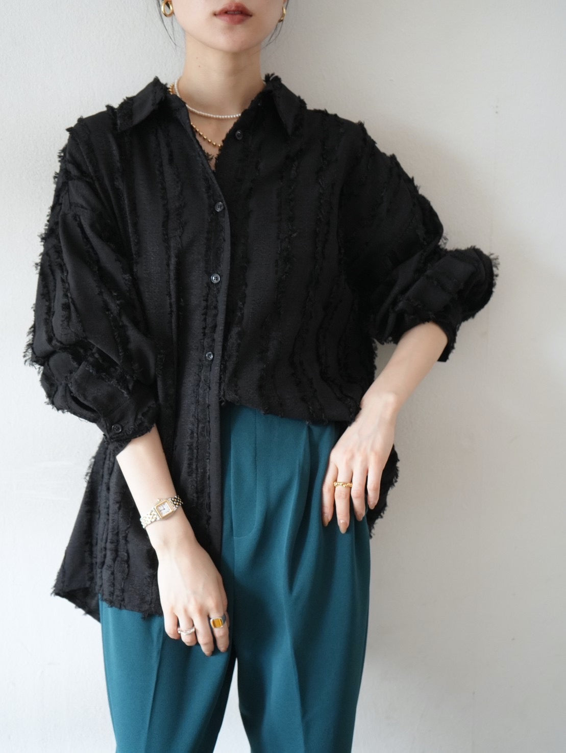CLANE back flowing frill shirt - トップス