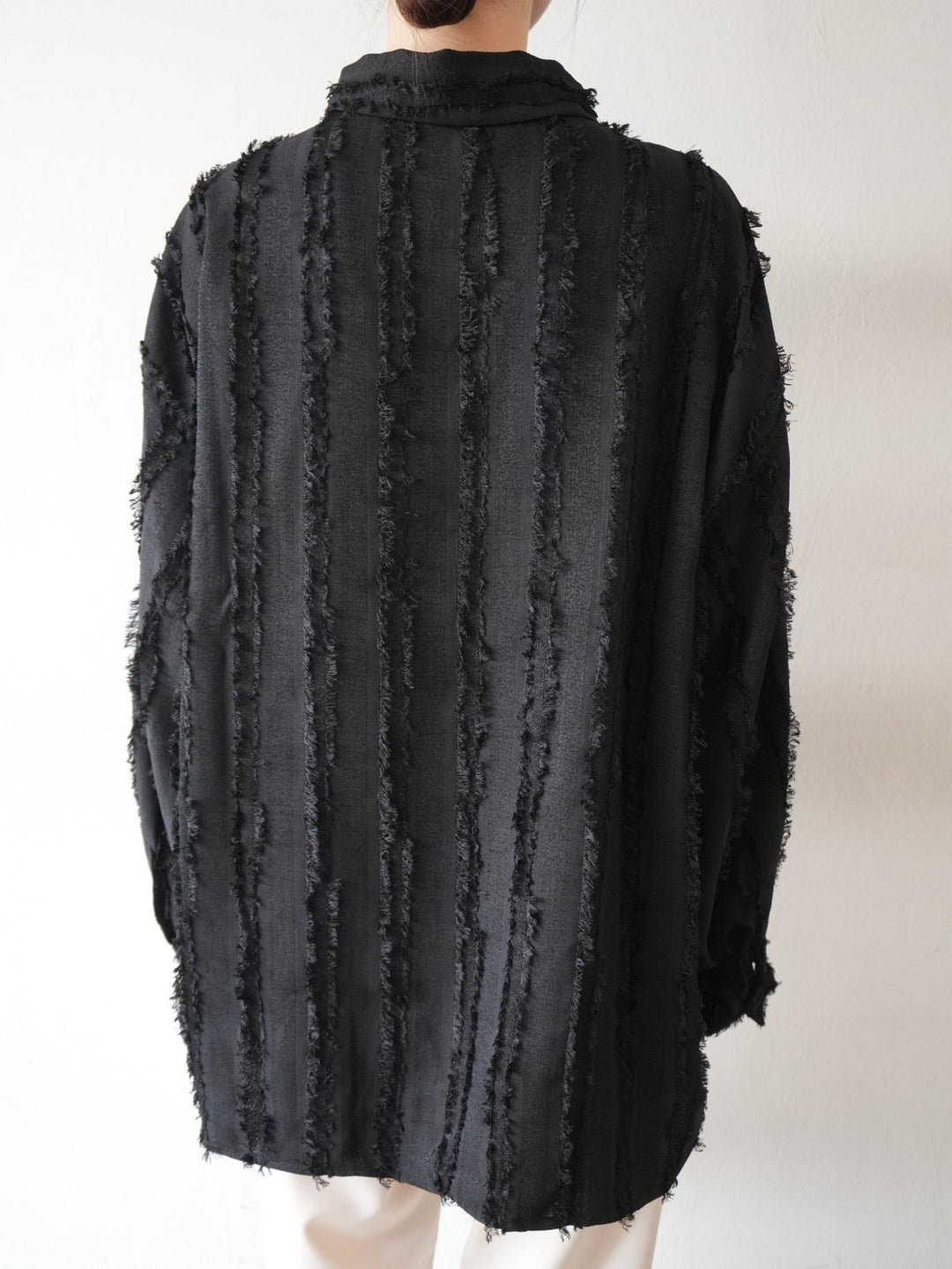[Pre-order] Fringe Stripe Overshirt/Black