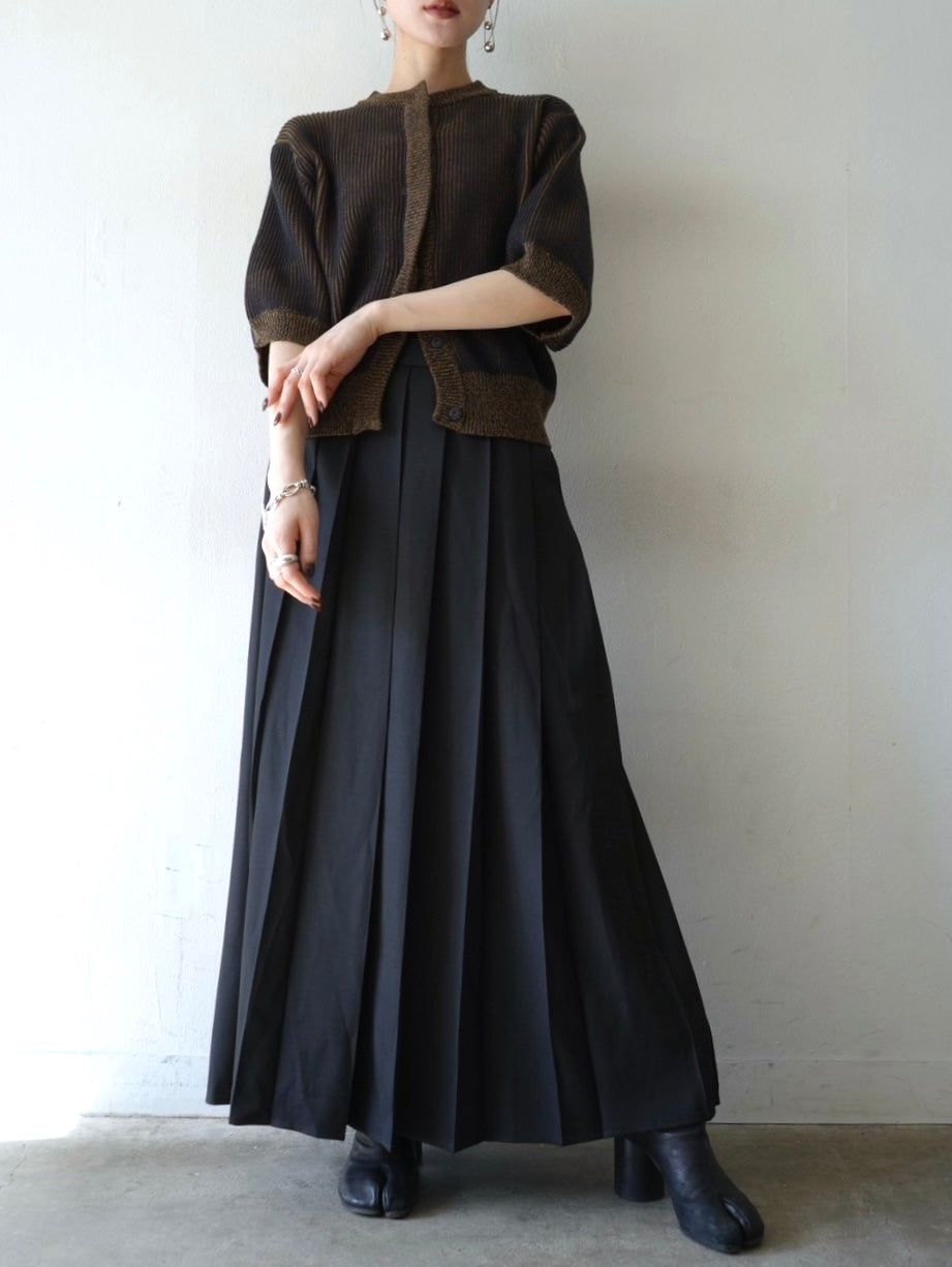 褶皺超長半身裙/黑色