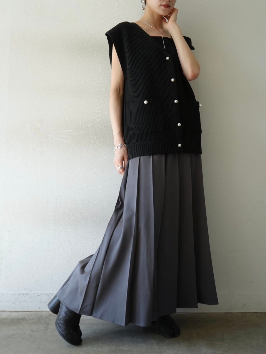予約]タックプリーツマキシスカート/グレー – Lumier